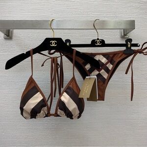 Burberry Brown and Cream Bikini Set
